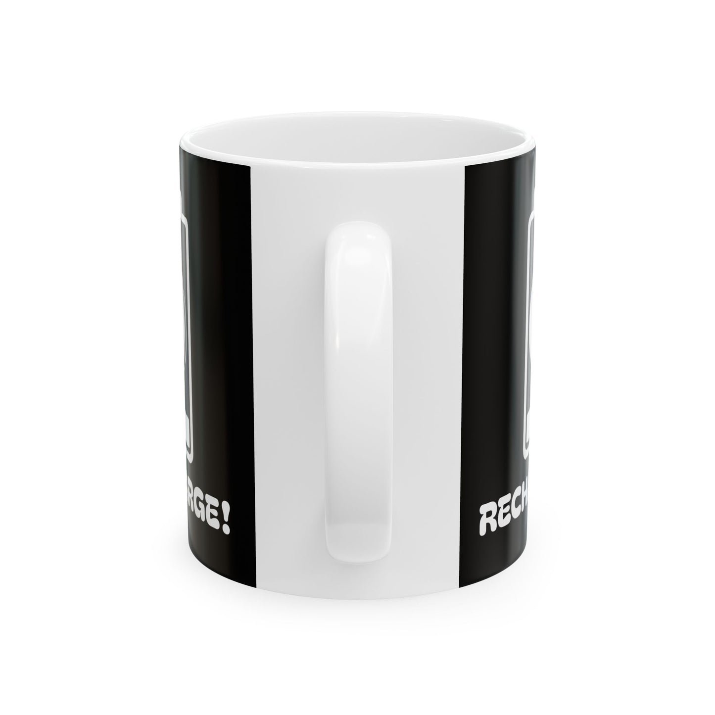 Recharge ! Black & White Ceramic Mug, (11oz, 15oz)